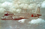 Ki-49 bomber of the flight school at Hamamatsu Airfield, Shizuoka Prefecture, Japan in flight, circa 1940s