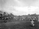 The dedication ceremony of B-25 bomber 