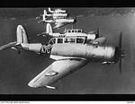 British Skua aircraft of 803 Squadron Fleet Air Arm in flight, circa 1940s, photo 2 of 2