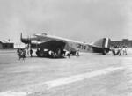 Captured Italian SM.81 transport aircraft at a British airfield, Aden, circa late 1940