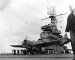 F4F-4 Wildcat taking off from Ranger for strikes against Fedala, French Morocco (now Mohammedia, Morocco), 9 Nov 1942. Note airborne Army O-59A Grasshopper observation planes launched from Ranger minutes before.