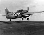 FM-2 Wildcat catapulted off of USS Core, North Atlantic, 12 Apr 1944