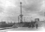 Anti-tank barriers near the radio tower, Berlin, Germany, Mar 1945