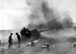 An 8-inch US Army field gun in action during the bombardment of Brest, France, Aug-Sep 1944