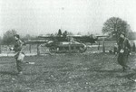 British paratroopers operating an M22 Locust tank as they prepared to cross the Rhine as part of Operation Varsity, late Mar 1945; note Horsa troop glider