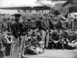 Captain Marc Mitscher speaking with Lieutenant Colonel James Doolittle aboard USS Hornet, 18 Apr 1942, photo 2 of 3