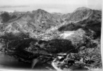 Aerial photo of Nagasaki, Japan after atomic bombing, mid-Aug 1945