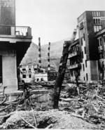 Destroyed industrial buildings, Nagasaki, Japan, early 1946