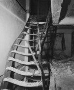 Warped staircase at the Asano Library in Hiroshima, Japan, 15 Nov 1945