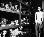 Elie Wiesel (second row, seventh from left) and other prisoners of Buchenwald Concentration Camp, Weimar, Germany, 16 Apr 1945