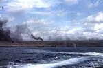 Explosions and fires on the beach and inland on Iwo Jima, probably during the pre-landing bombardment, 19 Feb 1945