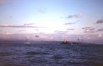 Light cruiser Vincennes and two Fletcher-class destroyers off Iwo Jima in the morning of 19 Feb 1945