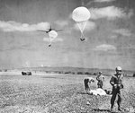 C-47 or R4D aircraft delivering mail to US Marines in southern Iwo Jima, Japan, Feb-Mar 1945