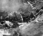 US Marine mortar team, Iwo Jima, Japan, 1945