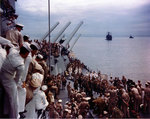 Lieutenant General Sutherland correcting Japanese surrender document, 2 Sep 1945, photo 2 of 2