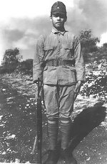 A Japanese soldier who had just surrendered to the Americans, Saipan, Mariana Islands, circa late Jun or early Jul 1944