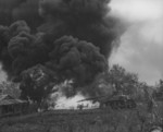 US Marine flamethrower tank in action, Saipan, Mariana Islands, Jun 1944