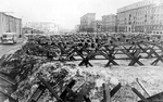 Anti-tank barricades on the streets of Moscow, Russia, Oct 1941, photo 3 of 3