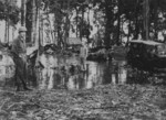 General Lemuel Shepherd at a wet camp site, Cape Gloucester, New Britain, Australian New Guinea, 1944