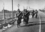 Danish soldiers on bicycles, Denmark, 9 Apr 1940