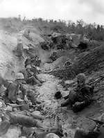 US Marines on landing beach Orange 2, Peleliu, Palau Islands, Sep 1944