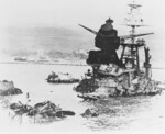 Wreckage of USS Arizona, 10 Dec 1941. Photo 1 of 3