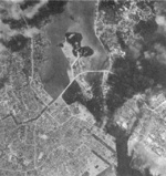 Naha, Okinawa, Japan seen from an American carrier aircraft during the raid of 10 Oct 1944