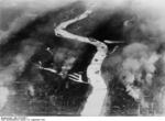 Aerial view of Warsaw, Poland, 25 Sep 1939; note Vistula River in the center of the photo