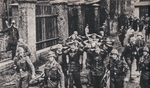 German troops escorting the fighters who had surrendered at the Danzig post office, 1 Sep 1939