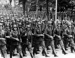 German soldiers marching in the Rhineland region of western Germany, 7 Mar 1936