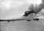 LCT 952 launching DUKWs full of British Royal Marine commandos, Westkapelle beach, Walcheren Island, the Netherlands, 1 Nov 1944