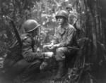 US Army Major General J. Lawton Collins and Major Charles Davis at New Georgia, Solomon Islands, 14 Aug 1943