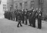 Arrested Jewish department heads of the Brauer helmet factory, Warsaw, Poland, shortly after 1700 hours on 24 Apr 1943, photo 1 of 2