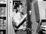 Photographer Ed Westcott working in his lab at Clinton Engineer Works, Oak Ridge, Tennessee, United States, 1945