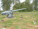 5-inch 51-caliber naval gun mount in coastal defense role, Midway Atoll, 8 Jun 2008; note Laysan Albatross