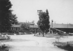 View of USMC base at Quantico, Virginia, United States, circa 1929; note disarmed WW1-era gun on display