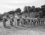 US Marine Corps musicians with bagpipes, Quantico, Virginia, United States, circa 1943