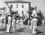 US Marine Corps musicians with bagpipes, Quantico, Virginia, United States, circa 1943