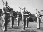 US Marine Corps musicians with bagpipes, Quantico, Virginia, United States, circa 1943