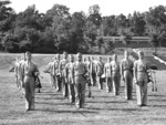 US Marine Corps musicians with bagpipes, Quantico, Virginia, United States, circa 1943