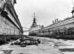 A British Warship inside the Admiralty IX Floating Dry Dock, Singapore, Sep 1941