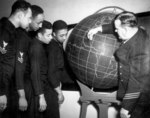 USNR Chief Quartermaster L. J. Russell teaching navigation to African-American sailors Charles W. Divers, Royal H. Gooden, Lewis F. Blanton, and Calvin Bell, Norfolk, Virginia, United States, 3 Jan 19