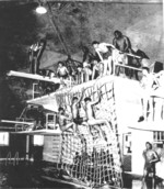 African-American US Marines in training with cargo nets, Camp Gilbert H. Johnson, Montford Point, Jacksonville, North Carolina, United States, 1945