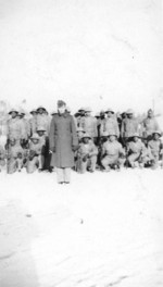 Drill instructor Elmer Bowen with African-American US Marines, Camp Lejeune, Jacksonville, North Carolina, United States, circa 1942