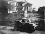 Type 97 Te-Ke tankette at the Hankou Lutheran Theological Seminary, Shekou, Hankou, Hubei Province, China, 1938