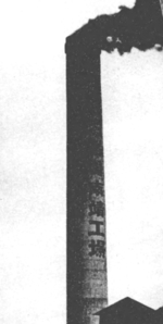 Smokestack of the Nansei sugar plant at Kagi (now Chiayi), Taiwan, 1940