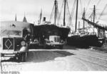 German trucks at a pier at Tallinn, Estonia, 18 Sep 1941