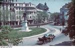 A column of troops marching at the Mihail Kogălniceanu Plaza in Bucharest, Romania, circa 1941