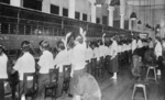 Busy telephone exchange in Kirun (now Keelung), Taiwan during an air raid exercise, 1934