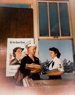 US Navy Mailman 2nd Class Wilbur L. Harrison and Yeoman 1st Class Marjorie Daw Adams at Fleet Post Office, San Francisco, California, United States, 13 Jun 1945